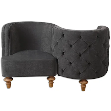 Tyrah Tete-a-tete Velvet Loveseat